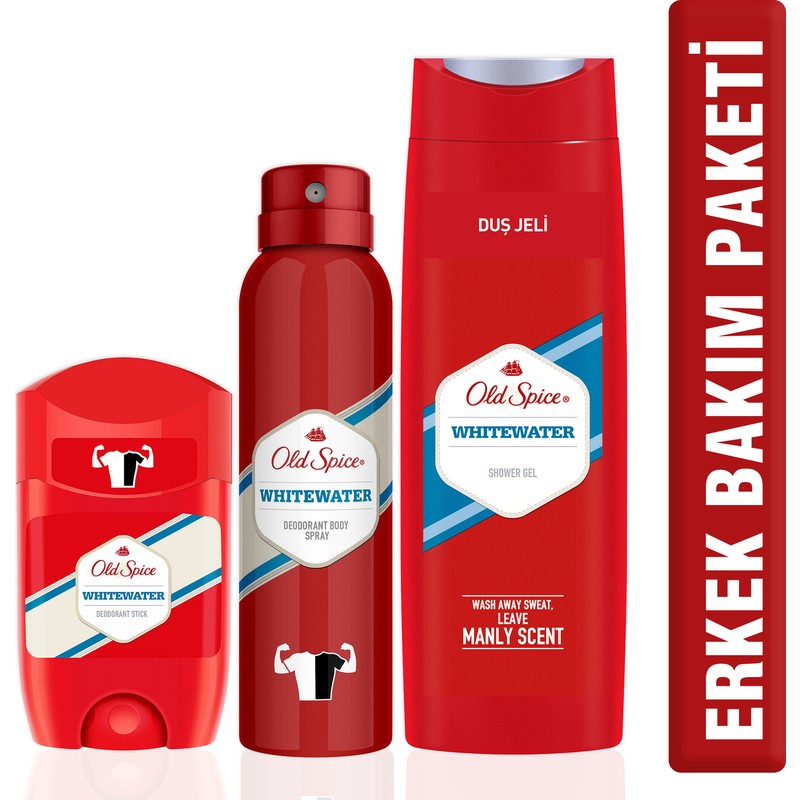 Old Spice Duş Jeli 400 ml + Sprey Deo 150 ml + White W Deo Stick 50 ml