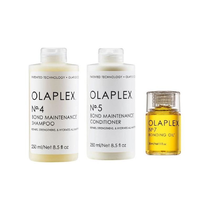 OLAPLEX No:4 Şampuan 250 ml - No:5 Bakım Kremi 250 ml - No:7 Bakım Yağı 30 ml