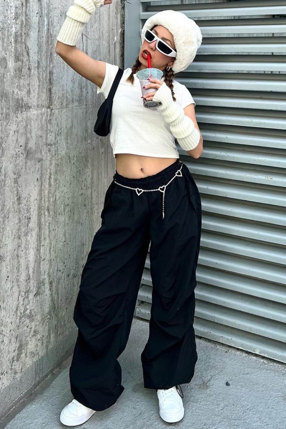Madmext Siyah Paraşüt Jogger Kadın Pantolon MG1726 görsel 3