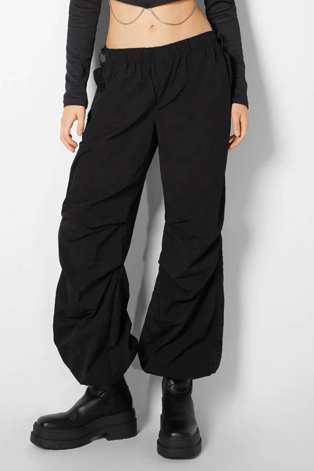 Madmext Siyah Paraşüt Jogger Kadın Pantolon MG1726 görsel 4