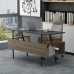 Lagomood Irony Maxi Antrasit Ceviz Ofis Masası Metal Ayaklı Dayanıklı Yapı ile Modern Tasarım