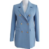 Gis Store Mavi Double Kumaş Blazer  Ceket