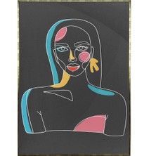 SHOP365 Kadın Çizim Renkli Siyah Modern Poster P-000588