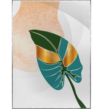 SHOP365 Altın Gold Renkli Yapraklar ve Şekiller Modern Poster P-002523