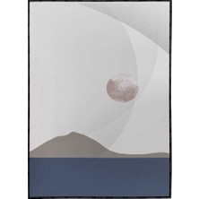 SHOP365 Güneş Ay Gökyüzü ve Dağ Manzara Sulu Boya Efektli Poster P-003004