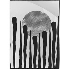 SHOP365 Ay ve Çizgiler Siyah Beyaz Gri Renkler Modern Poster P-003058