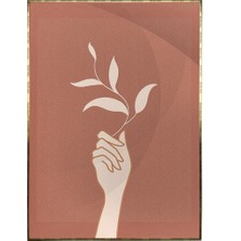 SHOP365 Kadın Eli ve Çiçekler Turuncu Renkler Modern Poster P-004465