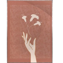 SHOP365 Kadın Eli ve Çiçekler Turuncu Renkler Modern Poster P-004467