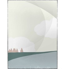 SHOP365 Güneş Ay Gökyüzü ve Dağ Manzara Sulu Boya Efektli Poster P-003008