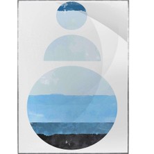 SHOP365 Şekiller Desenler Çizgiler Mavi ve Gri Tonlar Modern Tasarım Poster P-003355