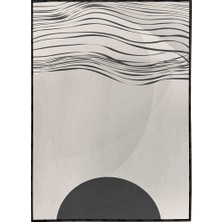 SHOP365 Ay ve Çizgiler Siyah Gri Renkler Modern Poster P-003406