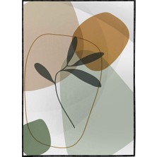 SHOP365 Yapraklar ve Şekiller Yeşil ve Toprak Tonları Modern Poster P-003880