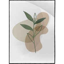 SHOP365 Yapraklar ve Şekiller Yeşil ve Toprak Tonları Modern Poster P-003868
