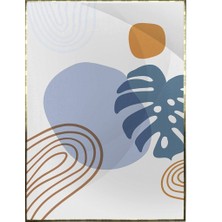 SHOP365 Palmiye Yaprakları ve Şekiller Turuncu Mavi Modern Poster P-003829