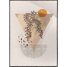SHOP365 Yapraklar Gri Turuncu Kırmızı Renkler Modern Poster P-004381