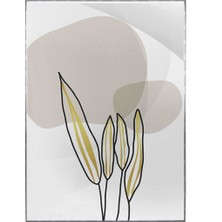 SHOP365 Altın Gold Renkli Yapraklar ve Şekiller Modern Poster P-002615