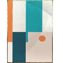 SHOP365 Şekiller Mavi Krem Turuncu Renkler Modern Poster P-002445
