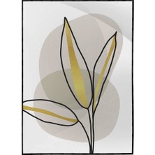 SHOP365 Altın Gold Renkli Yapraklar ve Şekiller Modern Poster P-002614