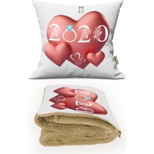 Caisya 2020 Yıl Dönümü Hediyesi Baskılı Kişiye Özel Opsiyonel Battaniyeli Yastık Kırlent 2 In 1