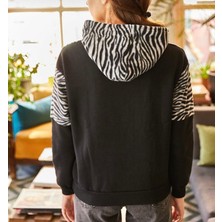 RYN Tasarım Zebra Desen 3 Iplik Kapüşonlu Sweatshirt