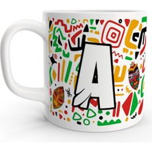 A Harfi Afrika Etnik Soyut Renkli Harfli Kupa Bardak