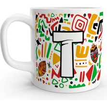 T Harfi Afrika Etnik Soyut Renkli Harfli Kupa Bardak