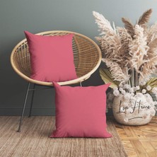 Pembe Renk Çift Taraflı Dekoratif 2'li Kırlent Kılıfı Seti