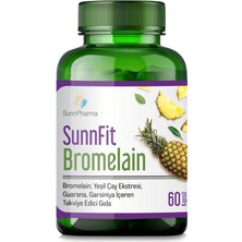 SunnPharma Sunnfit Bromelain Takviye Edici Gıda 60 Kapsül Yeşil Çay Ekstresi ve Guarana İçeren Türkiye Menşeli