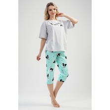 Vienetta Kadın P.suprem O Yaka Dusuk Omuzlu Kısa Kol Etegı Oval Kapri Takım