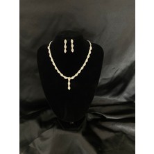 Lüks Düğün Aksesuarları Damla Ikili Takı Seti