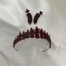 Luxury Wedding Accessories Subya Bordo Takı Seti