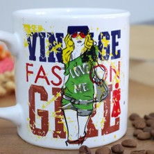 Veraart Vintage Fashion Girl Beyaz Silindir Kupa