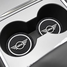 Rosetr Siyah Mini Cooper  Silikon Bardak Altlığı 2'li Set
