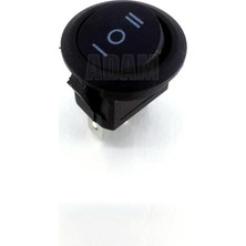 Adam 12V Mini Yuvarlak Anahtar 1-0-2 Siyah Rocker Switch