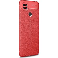 Microsonic Xiaomi Redmi 10A Kılıf Deri Dokulu Silikon Kırmızı