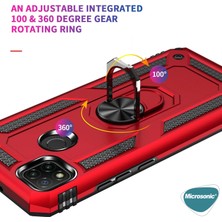 Microsonic Xiaomi Redmi 10A Kılıf Military Ring Holder Kırmızı