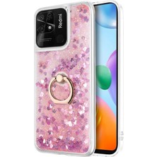 Microsonic Xiaomi Poco C40 Kılıf Glitter Liquid Holder Pembe