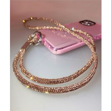 Aykutlar Shoping Swarovski Taşlı Parlak Rose Gold Telefon Boyun Askı Ipi