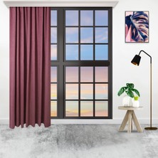 Perhal Tek Kanat Gül Kurusu Renk Ada Pilesiz Fon Perde