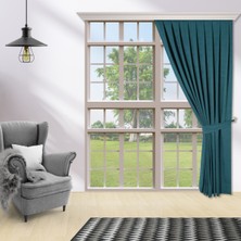 Perhal Tek Kanat Petrol Mavi Renk Ada 1-2 Seyrek Pile Fon Perde