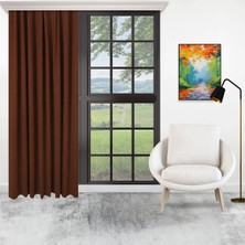 Perhal Tek Kanat Kahverengi Renk Ada Pilesiz Fon Perde