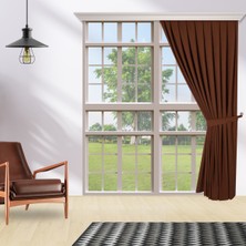 Perhal Tek Kanat Kahverengi Renk Ada 1-3 Sık Pile Fon Perde