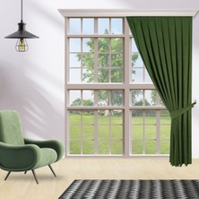 Perhal Tek Kanat Yeşil Renk Ada 1-2,5 Orta Pile Fon Perde