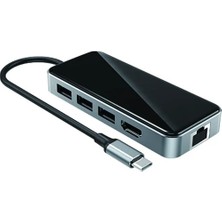 Daytona Hc-76 10IN1 Macbook Uyumlu USB 3.0-TYPE-C-RJ45-HDMI-SDKART Çevirici Dönüştürücü Adaptör