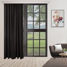 Perhal Tek Kanat Siyah Renk Ada Pilesiz Fon Perde