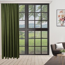 Perhal Tek Kanat Yeşil Renk Ada Pilesiz Fon Perde