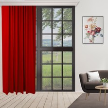 Perhal Tek Kanat Kırmızı Renk Ada 1-2 Seyrek Pile Fon Perde