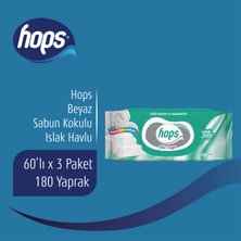 Hops Beyaz Sabun Kokulu Islak Mendil 60 x 3 Adet - 180 Yaprak