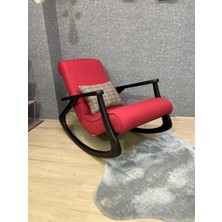 Asedia Ekol Siyah Kırmızı Ahşap Sallanan Sandalye Dinlenme Emzirme Baba Tv Okuma Uzanma Koltuğu Berjer