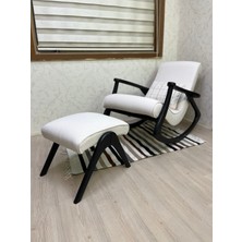 Asedia Ekol Siyah Krem Ahşap Sallanan Sandalye Dinlenme Emzirme Baba Tv Okuma Uzanma Koltuğu Berjer